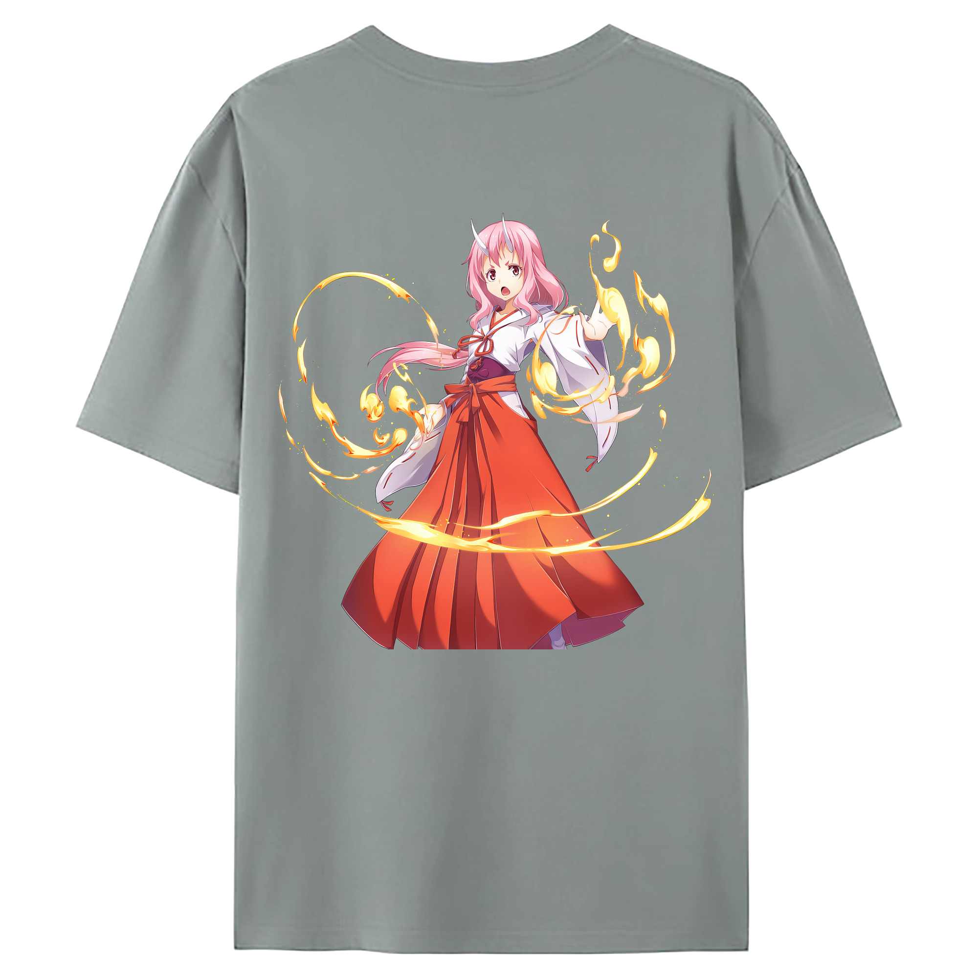 （画像用） 転スラ Regarding Reincarnated to Slime 綿100％ メンズ半袖Tシャツ（バックプリント） 通気性